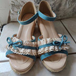 LaGrace Mart Platform Strapped Wedges Sandals Tokyo Fashion Japanese Blue Cute